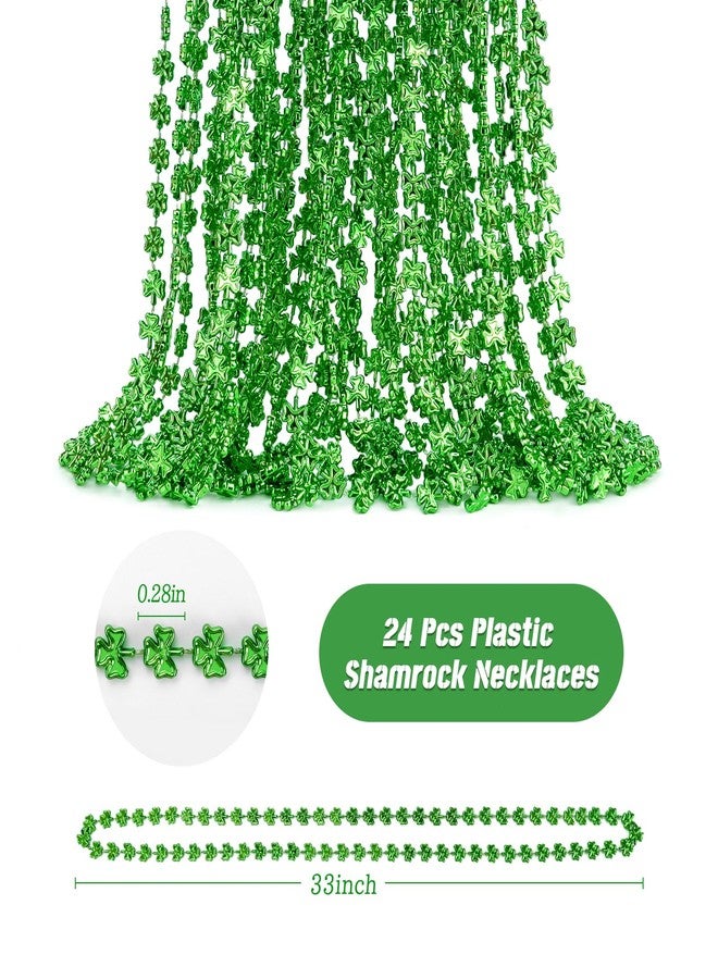 ZZYFGH 24 Pcs St Patricks Day Shamrock Necklaces, St Patricks Day Necklace, Plastic Shamrock Necklaces Bulk 33" 7mm Green Clover-Shaped Beads Necklace for St. Patrick's Day Party Favors Decorations Gift - Image 2